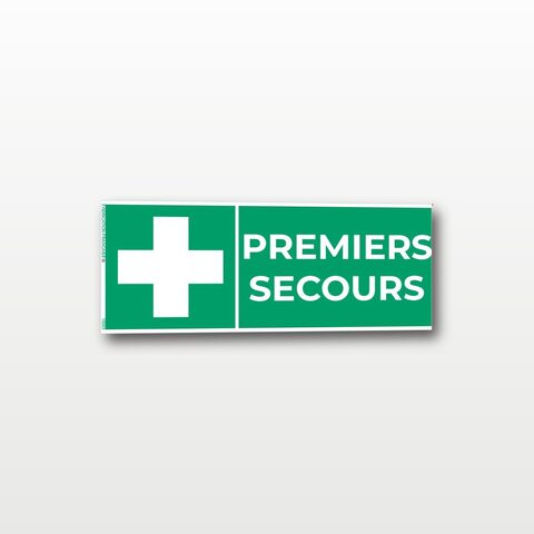 Premiers secours – Panneau de Signalisation - Rectangulaire - 20 x 8 cm