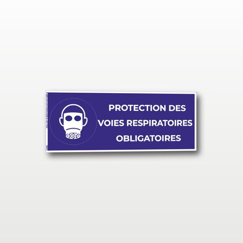 Protection des voies respiratoires obligatoire – Panneau de Signalisation - Rectangulaire - 20 x 8 cm