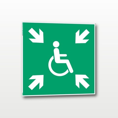 Refuge temporaire d’urgence – Panneau de Signalisation - Carré - 10 x 10 cm
