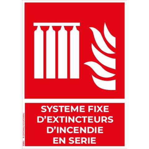 système fixe d’extincteurs d’incendie en série – panneau de signalisation
