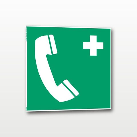 Téléphone d’urgence – Panneau de Signalisation - Carré - 20 x 20 cm