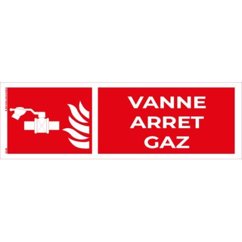 vanne d’arrêt gaz – panneau de signalisation 20 x 8 cm