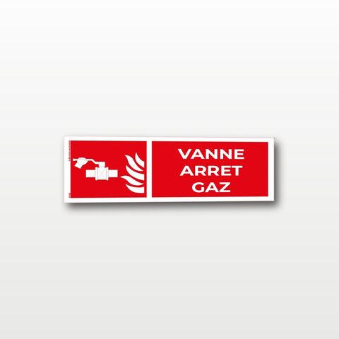 Vanne d’arrêt gaz – Panneau de Signalisation - 20 x 8 cm