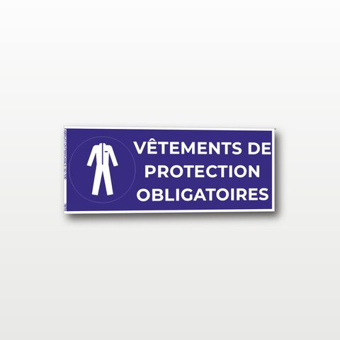 Vêtements de protection obligatoires – Panneau de Signalisation - Rectangulaire - 15 x 6 cm