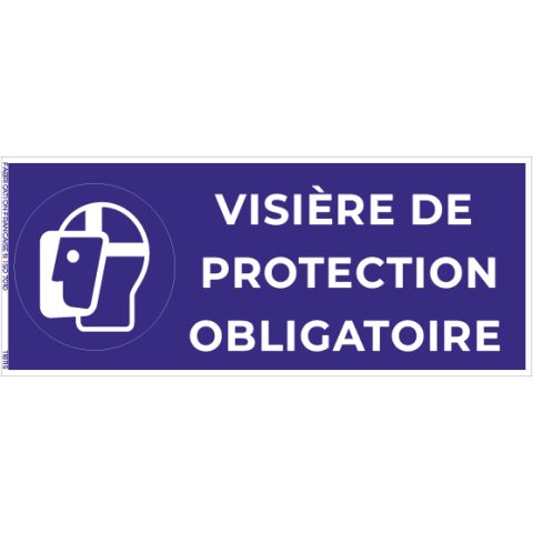 visière de protection obligatoire – panneau de signalisation rectangulaire 15 x 6 cm