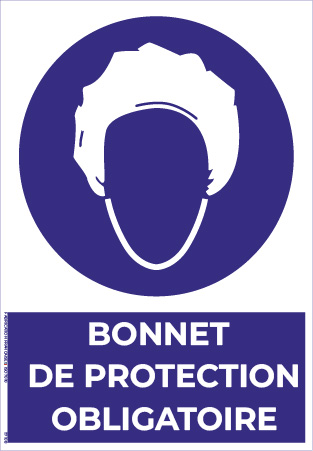 bonnet de protection obligatoire – panneau de signalisation a4