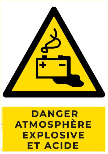 danger atmosphère explosive et acide – panneau de signalisation a4