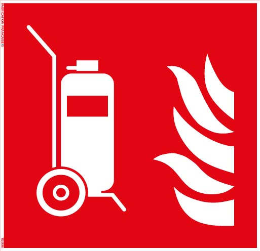 extincteur d’incendie sur roues carré 10 x 10 cm