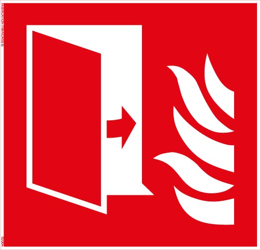 porte coupe feu – panneau de signalisation carré 10 x 10 cm